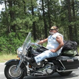 Gary Stopp riding a motorcycle